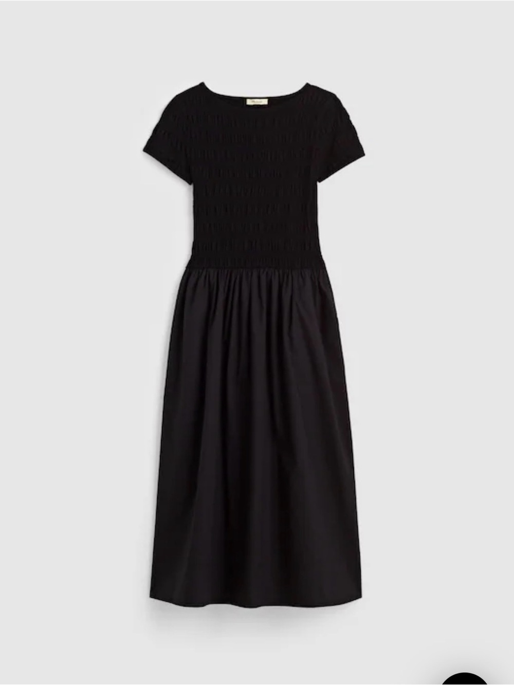 NWT Madewell Smocked Boatneck Midi Dress Jet Black - Picture 6 of 10